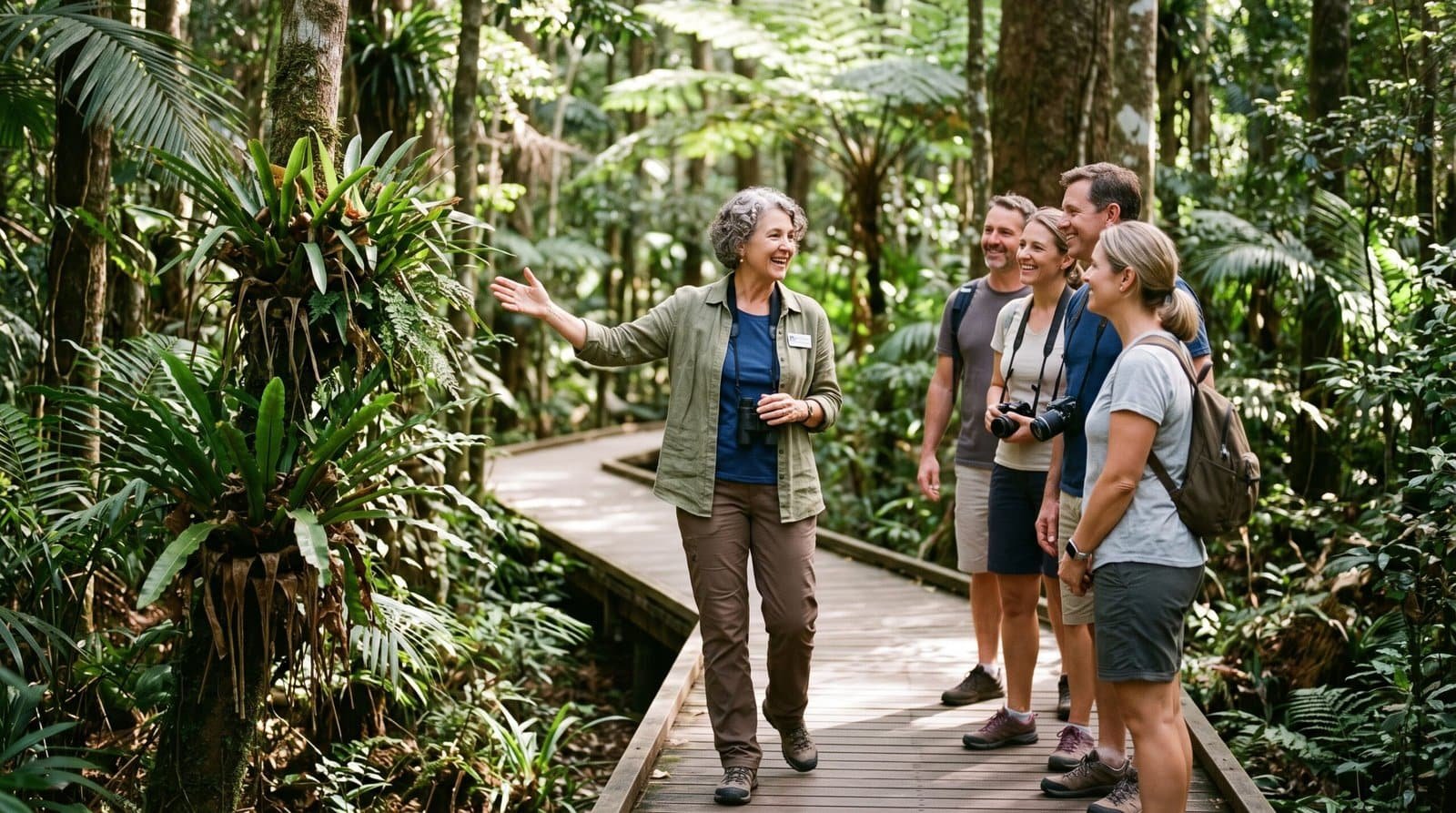 Volunteer Roles for Retirees on the Sunshine Coast 1 Retired woman guiding an eco-tour at Mary Cairncross Scenic Reserve Sunshine Coast.